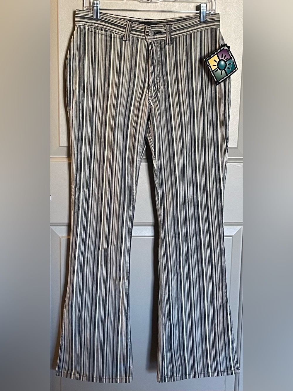 Vintage Y2K No Boundaries Striped Corduroy Ankle Slit Flare Pants NWT 2002